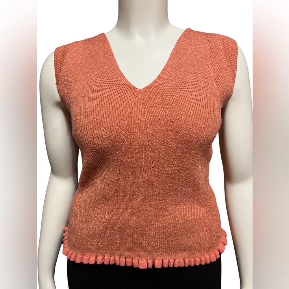 NWT Sam Edelman Women's Size L Lucille Ruffled-Hem Tank Top in Sun Baked Size